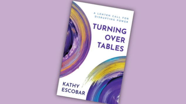 The cover of the book "Turning Over Tables" on a light purple background